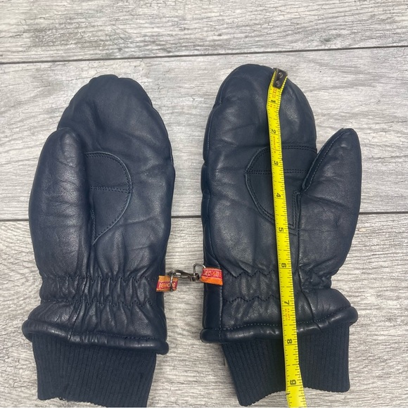 Vintage Kombi Blue Leather Mittens Diamond Pattern Women's Medium - Picture 4 of 8